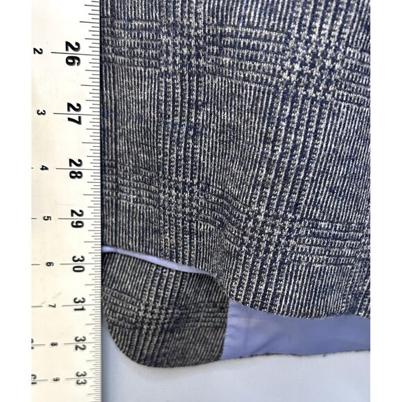 Zenbriele Blazer Mens 50R Gray Blue Glen Plaid Wool Blend Elbow Patch Sport Coat - Picture 6 of 16